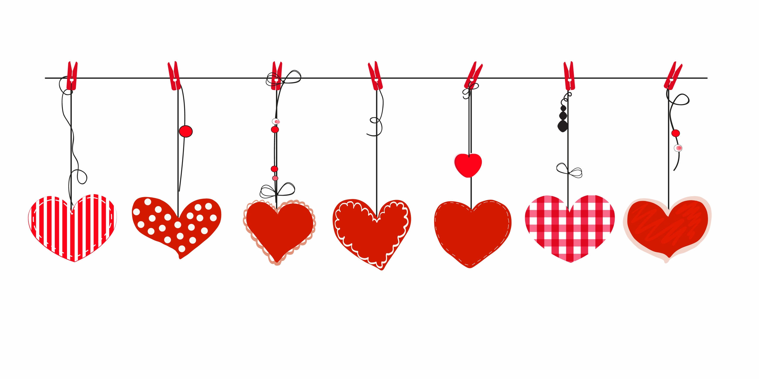Valentines on clothesline