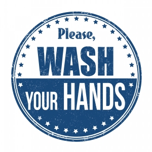 Please wash your hands grunge rubber stamp on white background, vector illustration