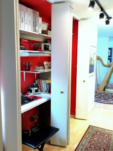 Home office converted from closet