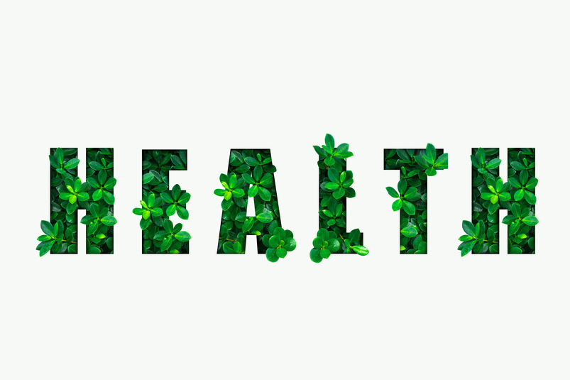 Word HEALTH from the green leaves