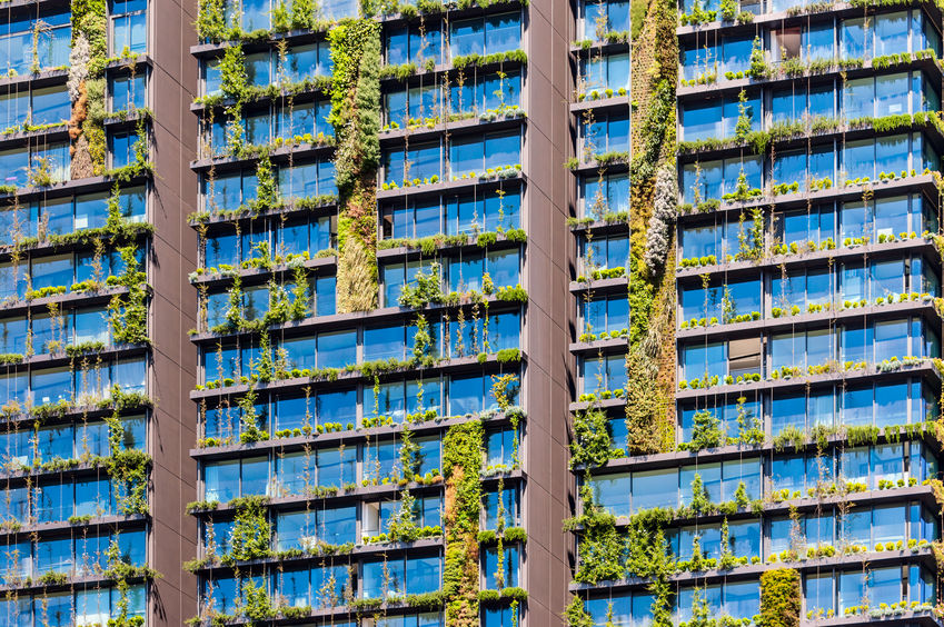 Plant Facade - Vertical garden or living wall is a wall covered with living plants on residential building, Sydney Australia