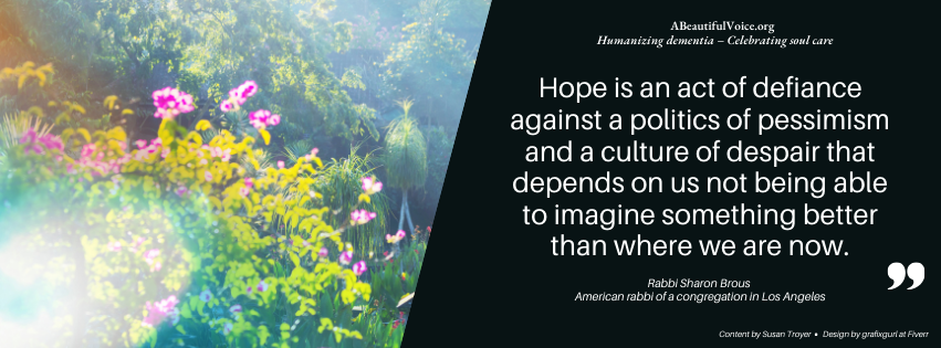Hope is an act of defiance against a politics of pessimism and a culture of despair that depends on us not being able to imagine something better than where we are now. - Rabbi Sharon Brous