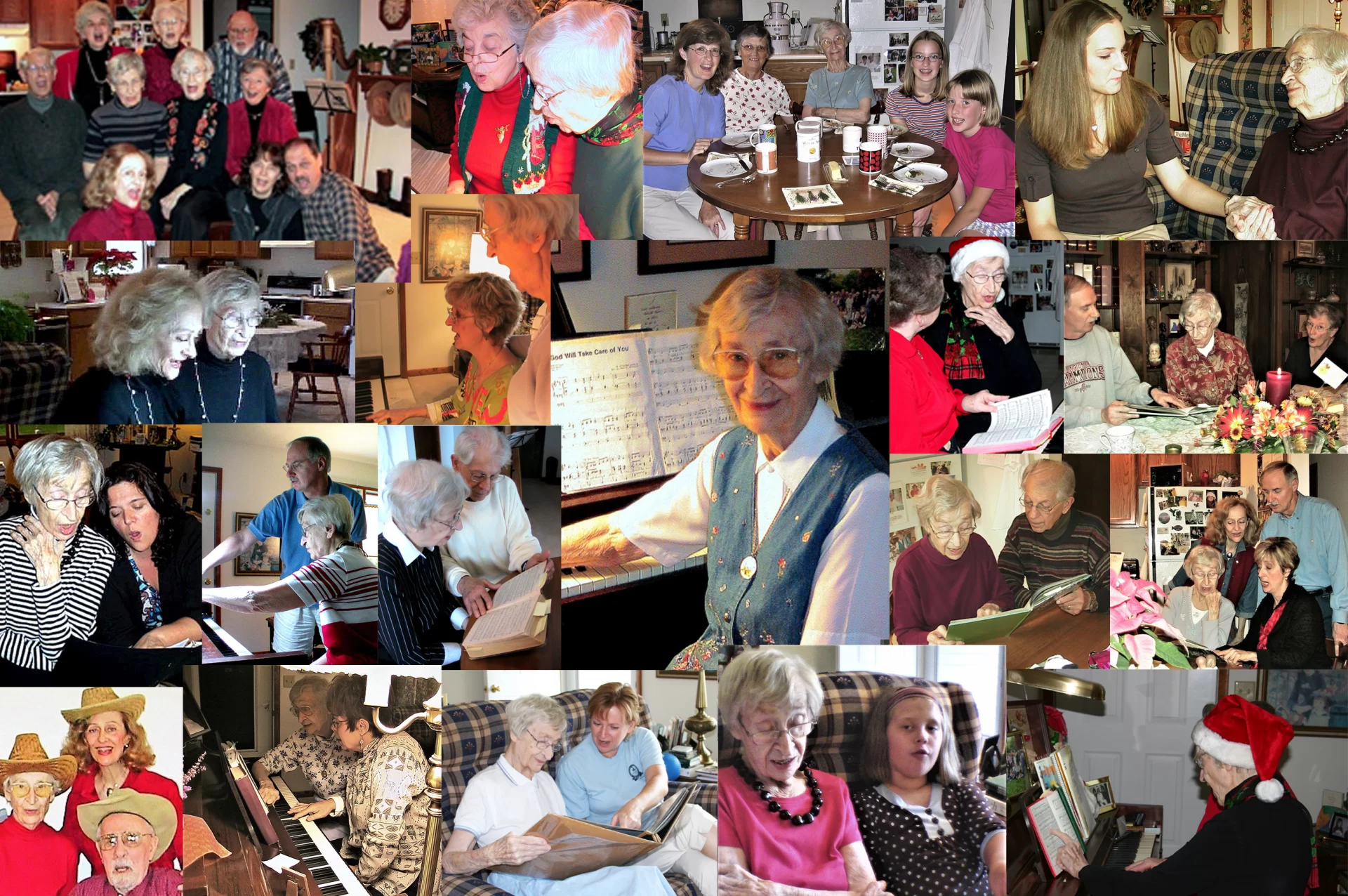 A collage picturing some of the voices surrounding Miss Ethel who sang with us following her diagnosis of Alzheimer's.