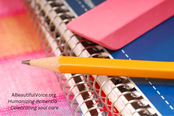 Composition book, pencil, eraser