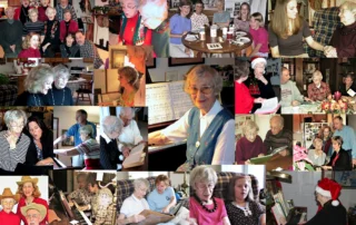 A collage of photos in which my mother, Miss Ethel, is surrounded by family members who came to sing with us.